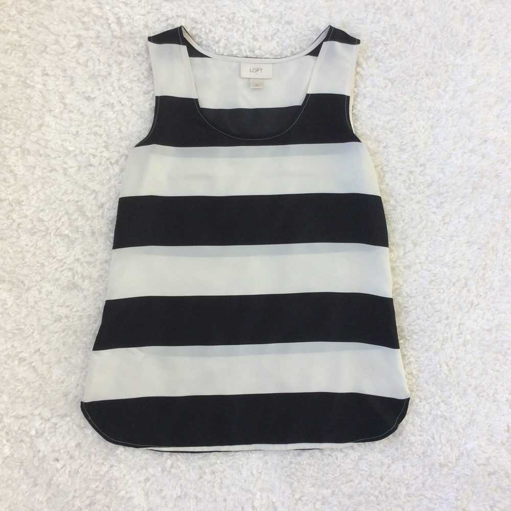 Ann Taylor LOFT Black and White Stripe Tank Top
